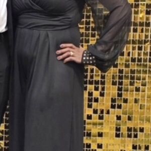 SHEIN Black Long Sleeve Jumpsuit with Sheer Bishop Sleeves